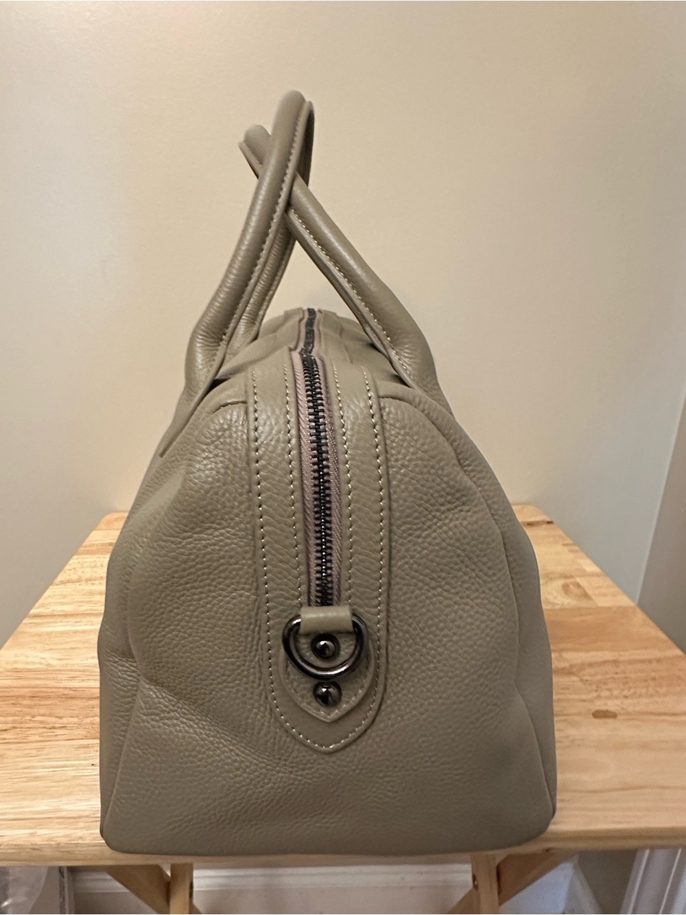 Beck Taupe Leather Montero Satchel - Picture 4 of 16